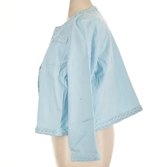 Ming Wang Blue Braided Double Pocket Shoulder Pad Blazer - Picture 5 of 8